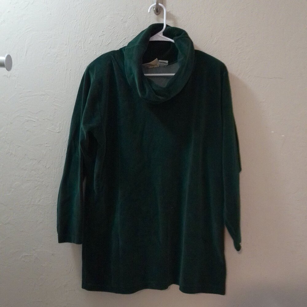 Vintage 90s Gloria Vanderbilt Velour Cowl Neck Top Women’s Med Green Signature